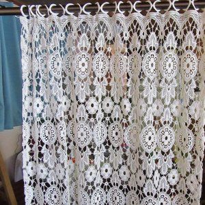 Vintage JCPenney cafe curtains ivory crochet 36x37